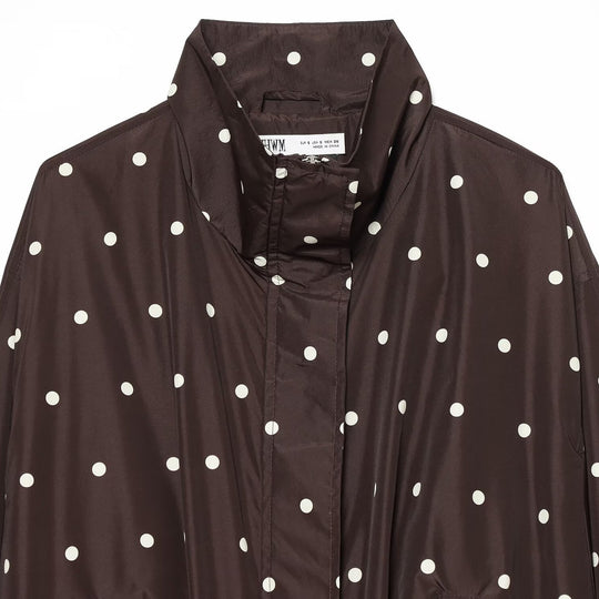 Damen Gepunktete leichte Übergangsjacke mit Funnelkragen und elastischem Saum Shop Nory