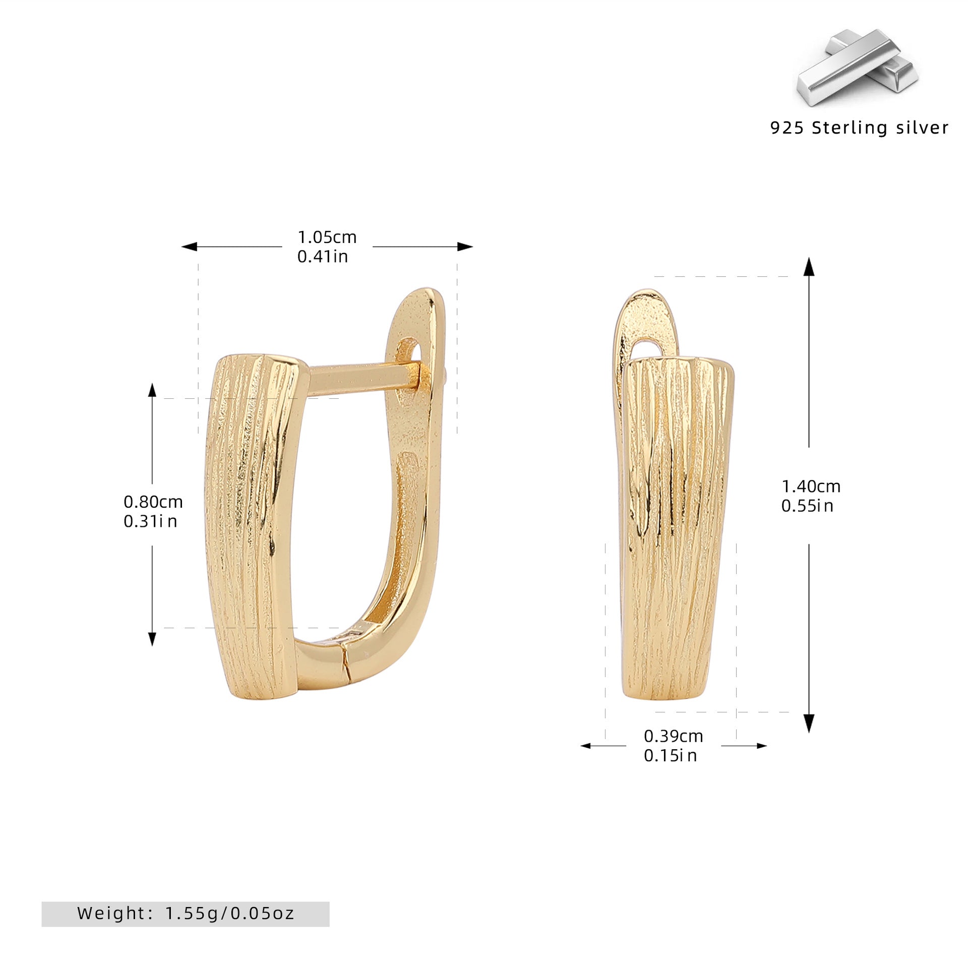 Damen Ohrstecker mit modernes, strukturiertes Design aus hochwertigem 925 Sterling Silber Shop Nory