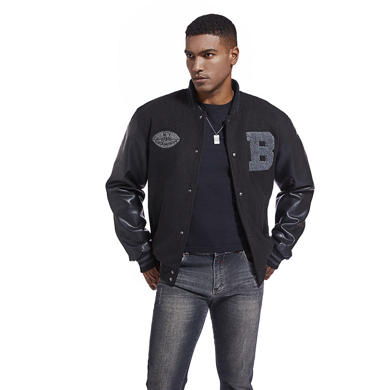 Herren Collegejacke aus Wollmix mit verstärkten Lederärmeln Shop Nory