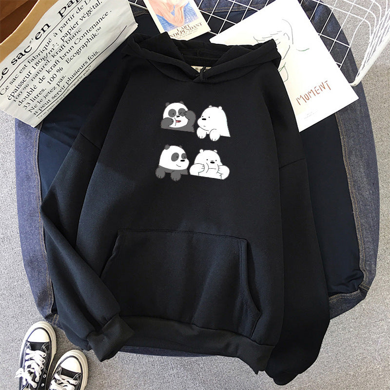 Unisex nan Kapuzenpullover mit niedlichem Comic-Tierprint, Kängurutasche und weichem Fleece-Innenfutter Shop Nory