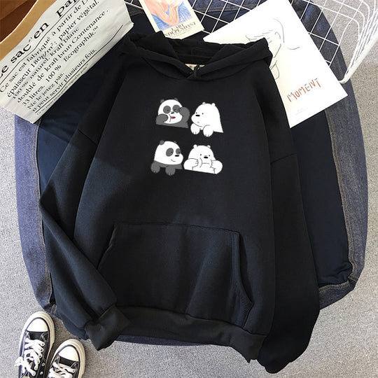 Unisex nan Kapuzenpullover mit niedlichem Comic-Tierprint, Kängurutasche und weichem Fleece-Innenfutter Shop Nory