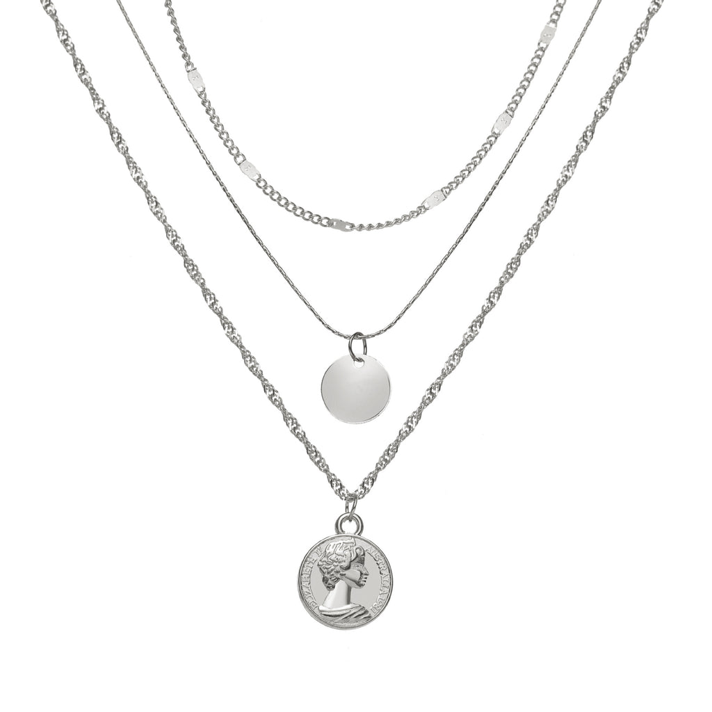 Damen mehrlagige Halskette mit feinen goldenen Kettendesigns und elegante Medaillon-Anhänger Shop Nory