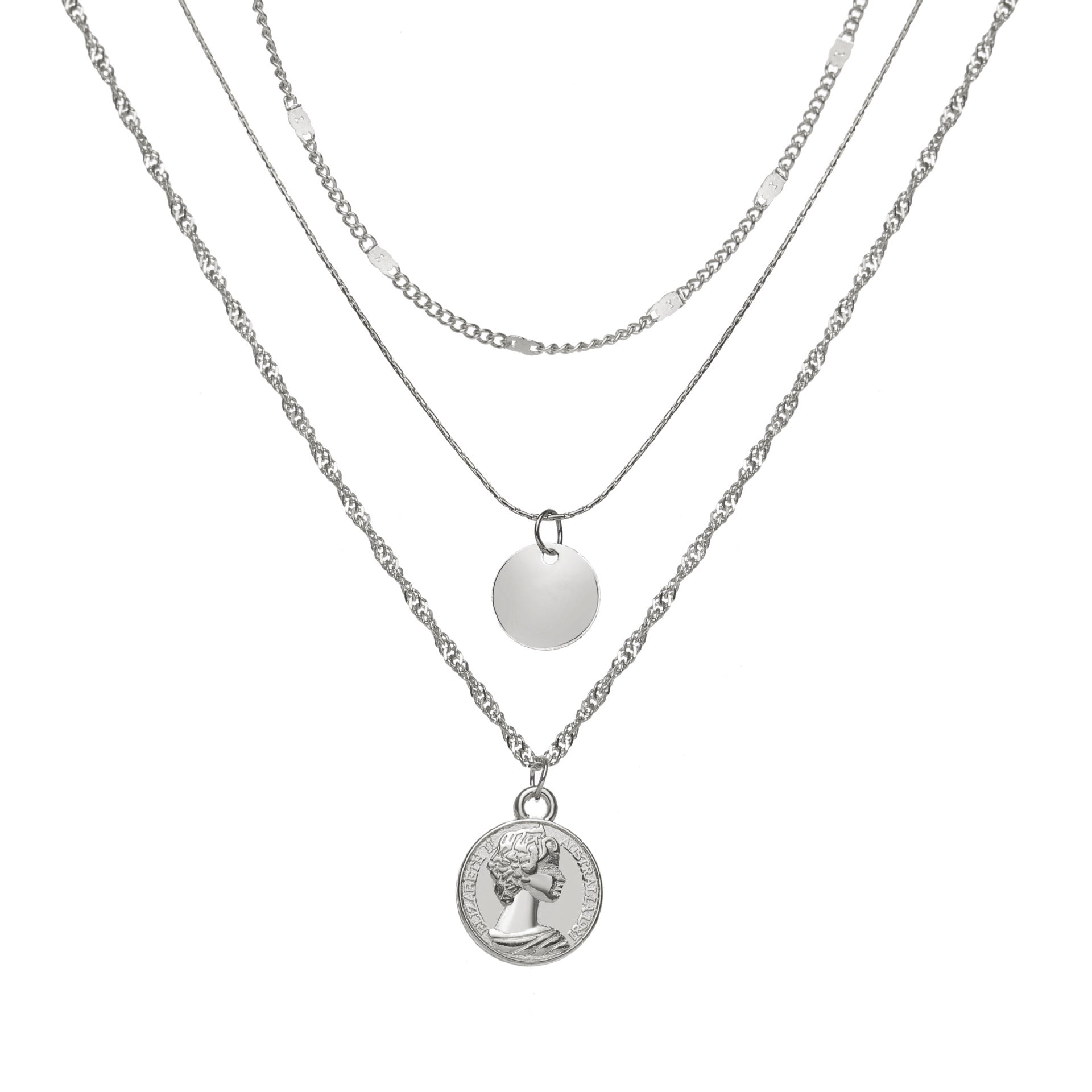 Damen mehrlagige Halskette mit feinen goldenen Kettendesigns und elegante Medaillon-Anhänger Shop Nory