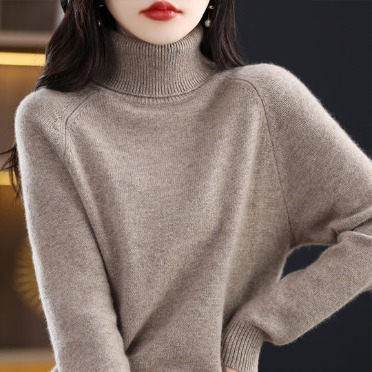 Damen Weicher Hochkragen-Pullover aus flauschigem Wollmix mit Raglanärmeln Shop Nory