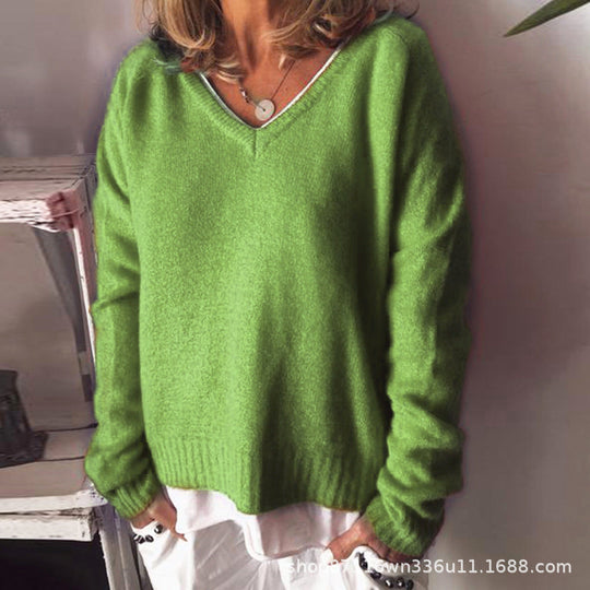 Damen V-Ausschnitt Pullover aus weichem Strick