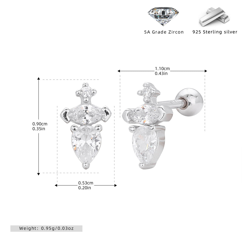 Damen Ohrstecker mit funkelndem Zirkon und eleganter 925 Sterling Silberfassung Shop Nory