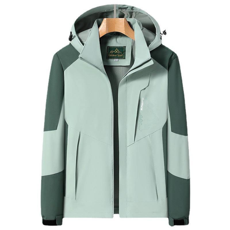 Damen Softshell‑Trekkingjacke mit atmungsaktiver Membran, verstellbarer Kapuze und Colorblock-Design Shop Nory