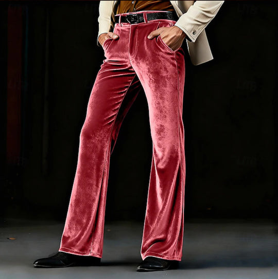 Damen Elegante Samt-Hose mit hohem Bund, ausgestelltem Bein und Eingrifftaschen Shop Nory