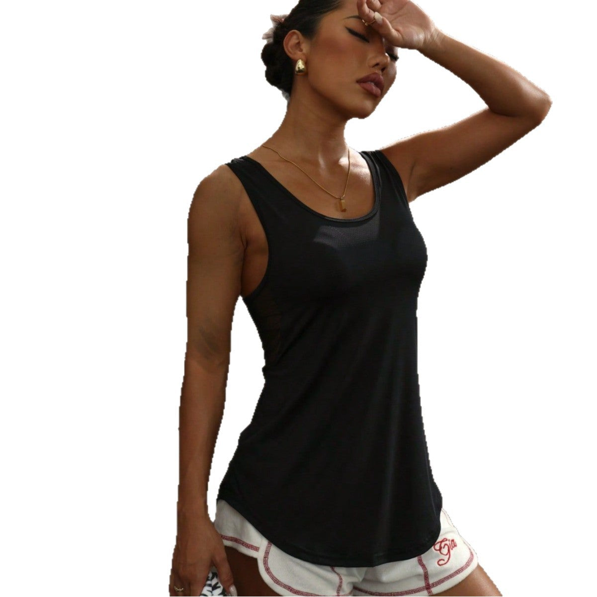 Damen Sporttop mit atmungsaktivem Mesh-Einsatz und figurbetonendem Schnitt Shopnory