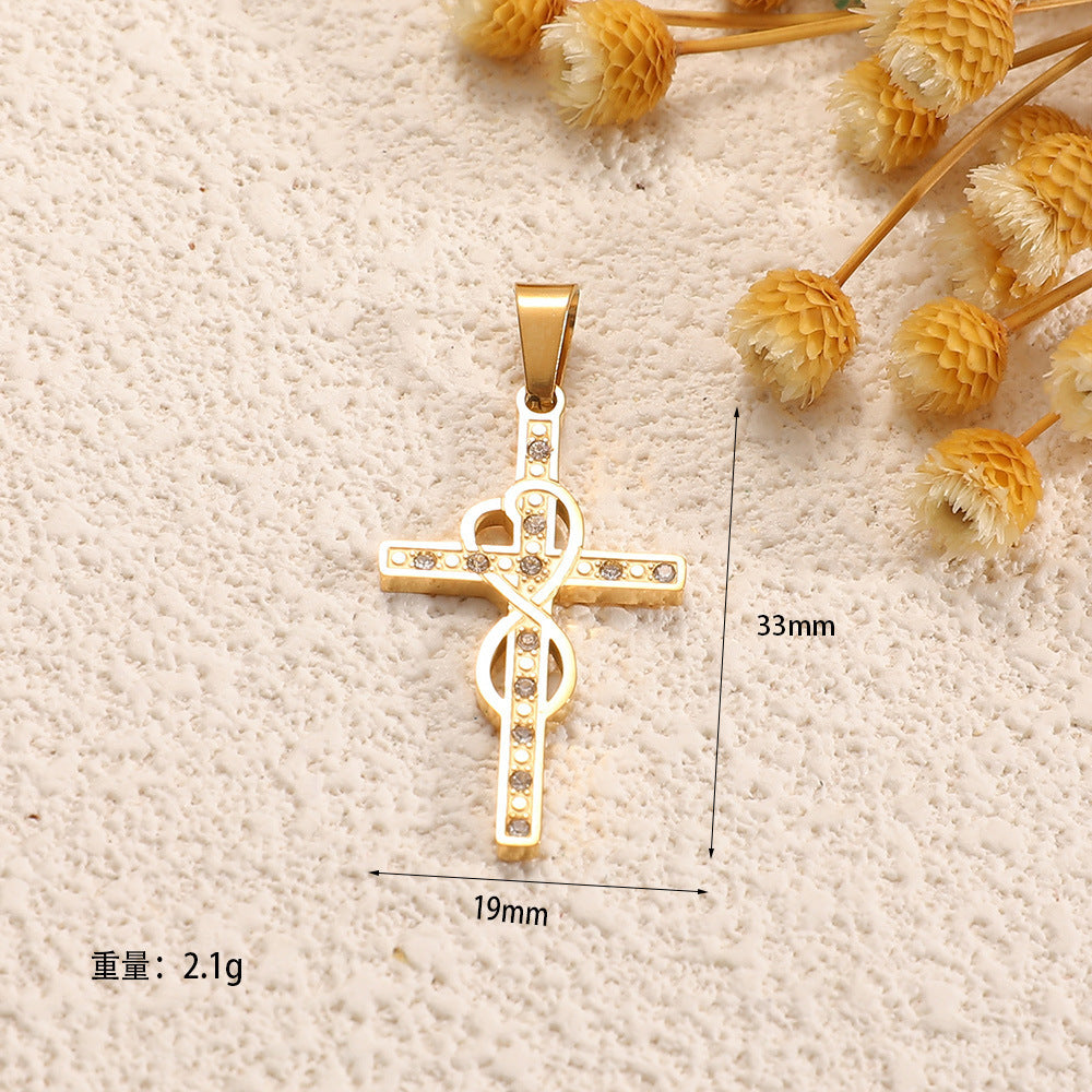 Damen Kreuzanhänger mit herzförmigem Design und funkelnden Akzenten Shop Nory