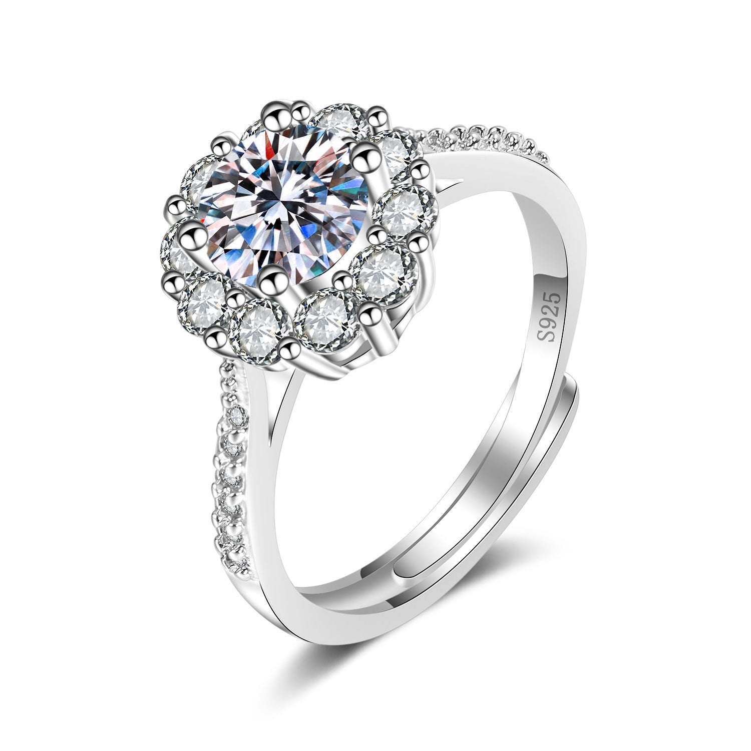 Damen Luxus Schmuckring mit funkelndem Blütendesign Shop Nory