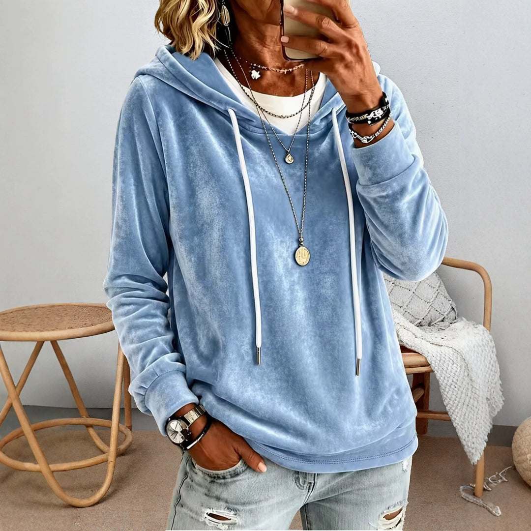 Damen Samtvelours-Hoodie mit Kordelzug und lässiger Oversize-Passform Shop Nory
