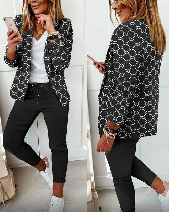 Damen nan Smart-Casual Blazer-Set mit offenem Longblazer und tapered Jogpant mit Kordelzug Shop Nory
