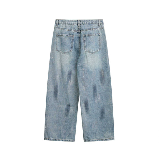 Damen weite Cropped-Jeans hochtailliert mit Used‑Effekt und Fleckoptik Shop Nory