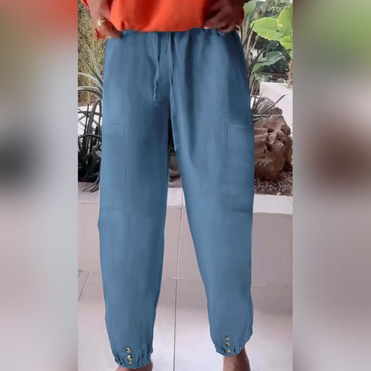 Damen Cargo-Jogginghose mit Kordelzug, aufgesetzten Taschen und Knopfmanschetten Shop Nory