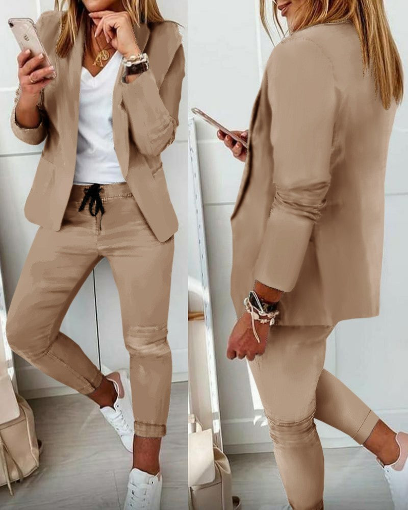 Damen Elegantes Zweiteiliges Blazer-Jogginganzug Shop Nory