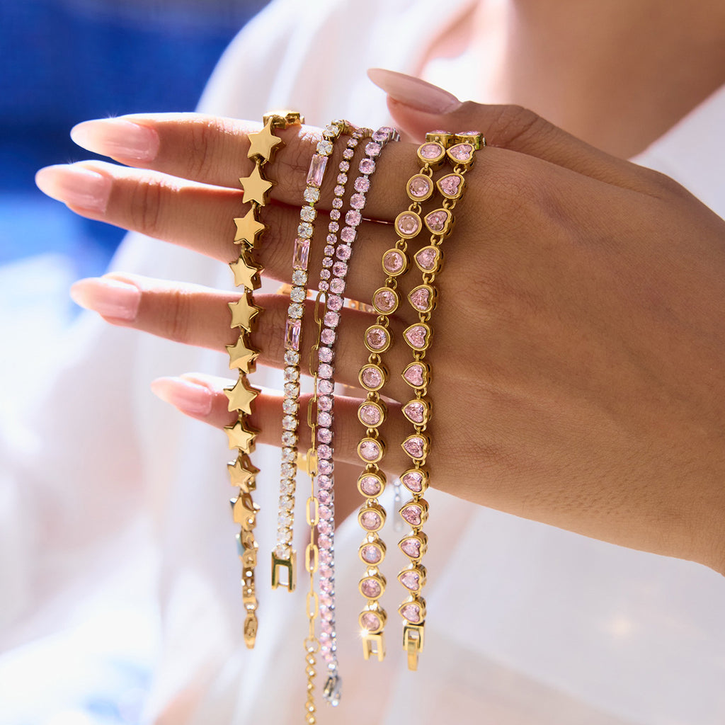 Damen Armband mit funkelnden Kristallen aus hypoallergenem Edelstahl Shop Nory