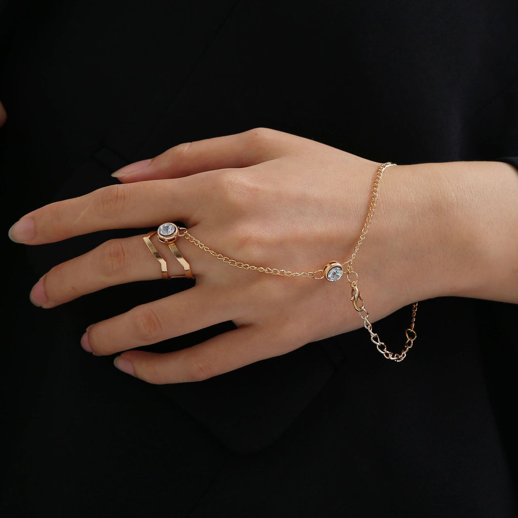 Damen Handkette aus elegantem Metall mit funkelnden Zirkonia Shop Nory