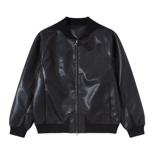 Herren Glattleder‑Bomberjacke mit nahtverdeckter Front und elastischen Rippenbündchen Shop Nory