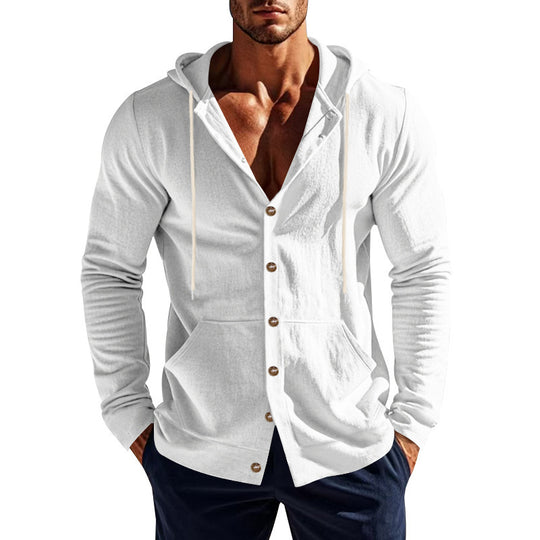 Herren nan Kapuzenknopfjacke aus Baumwollmischung slim fit mit Kängurutasche Shop Nory