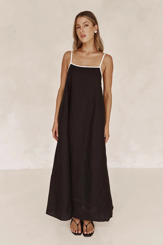 Damen Sommerliches Maxikleid mit schmalen Spaghettiträgern und fließendem Schnitt