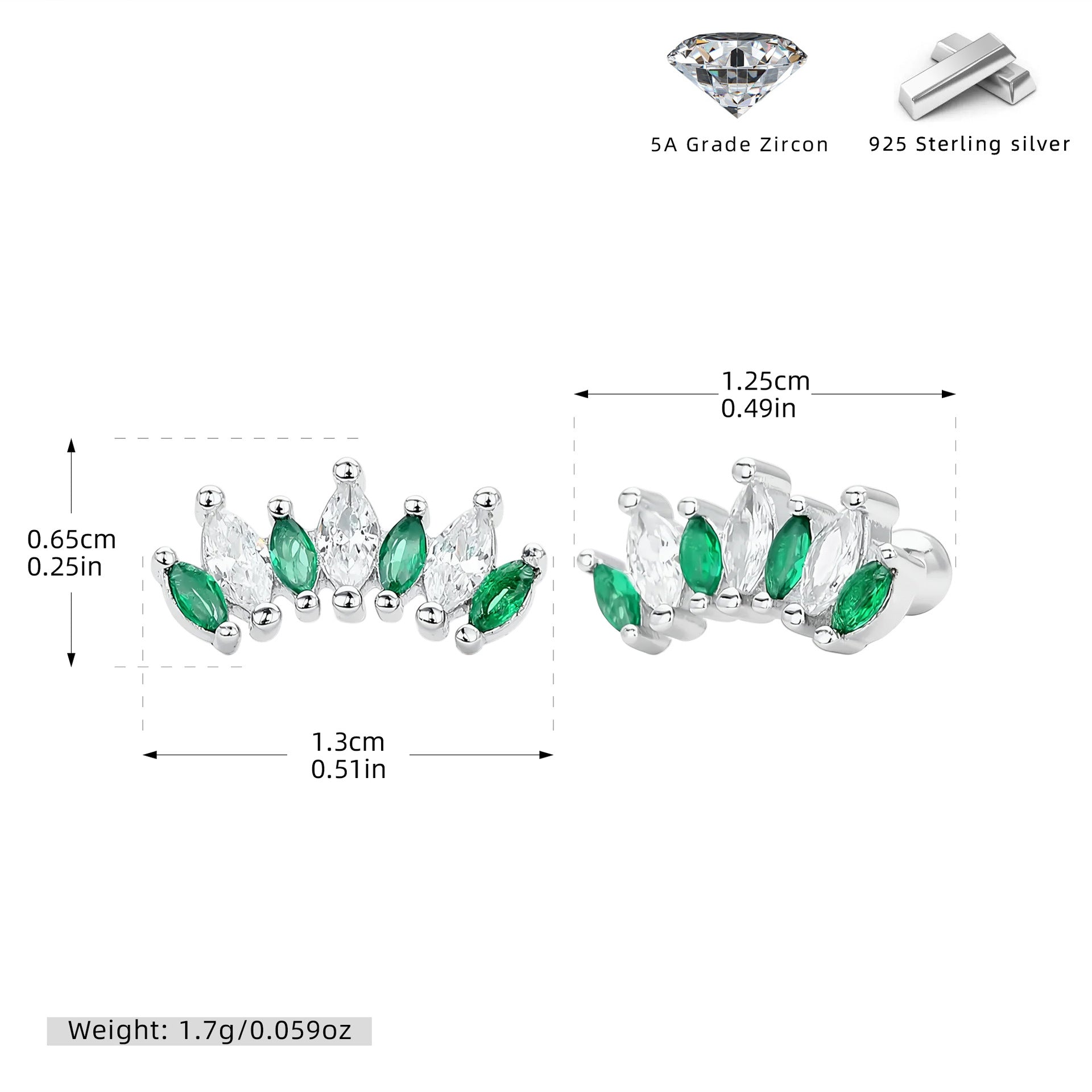 Damen Ohrstecker in Krönchen-Design aus hochwertigem 925 Sterling Silber Shop Nory