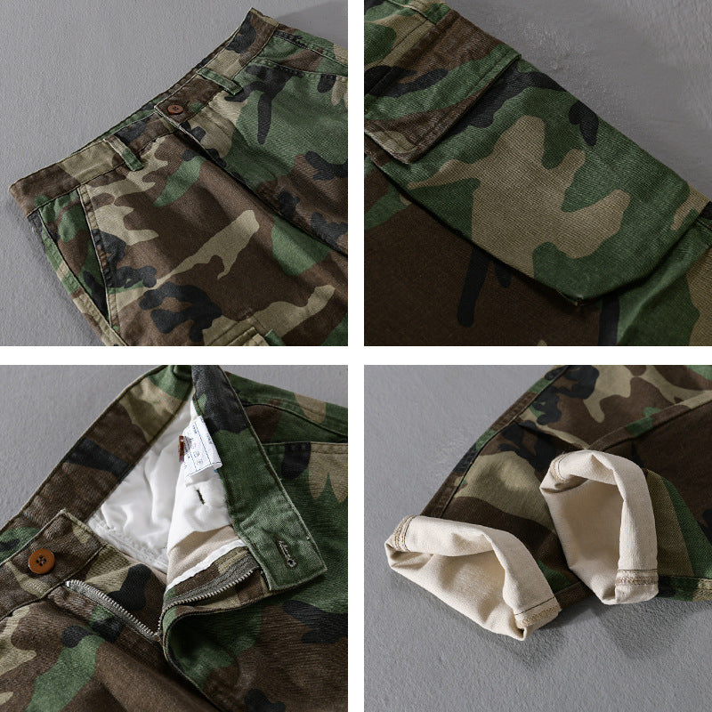 Herren Slim-Tapered Cargohose im Military-Stil mit Gummibündchen und Klappentaschen Shop Nory