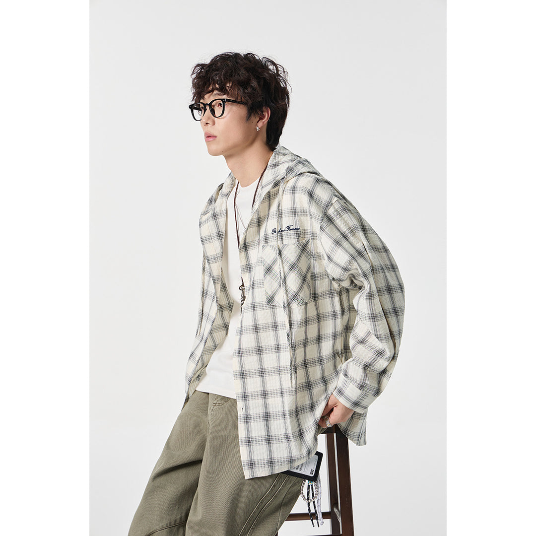 Unisex Kapuzen‑Overshirt im karierten Flanell‑Look mit Brusttasche und Knopfleiste Shop Nory