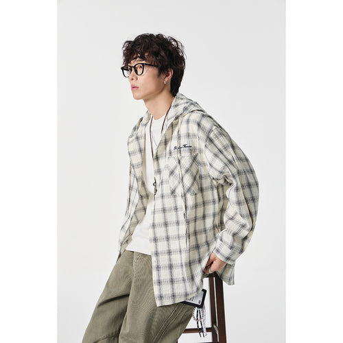 Unisex Kapuzen‑Overshirt im karierten Flanell‑Look mit Brusttasche und Knopfleiste Shop Nory