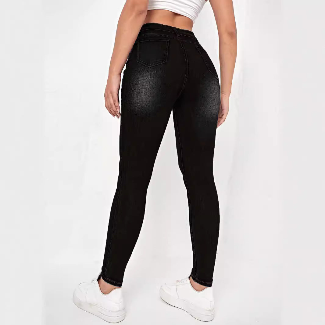 Damen hochtaillierte Sculpting-Skinny-Jeans mit gezielten Rissen und taillierendem Komfortbund Shop Nory