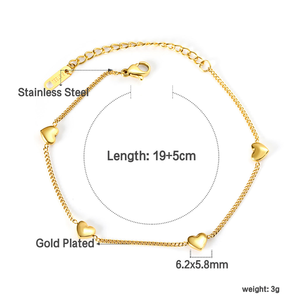 Damen Armband mit herzförmigen Anhängern und hoher allergiefreier Qualität Shop Nory