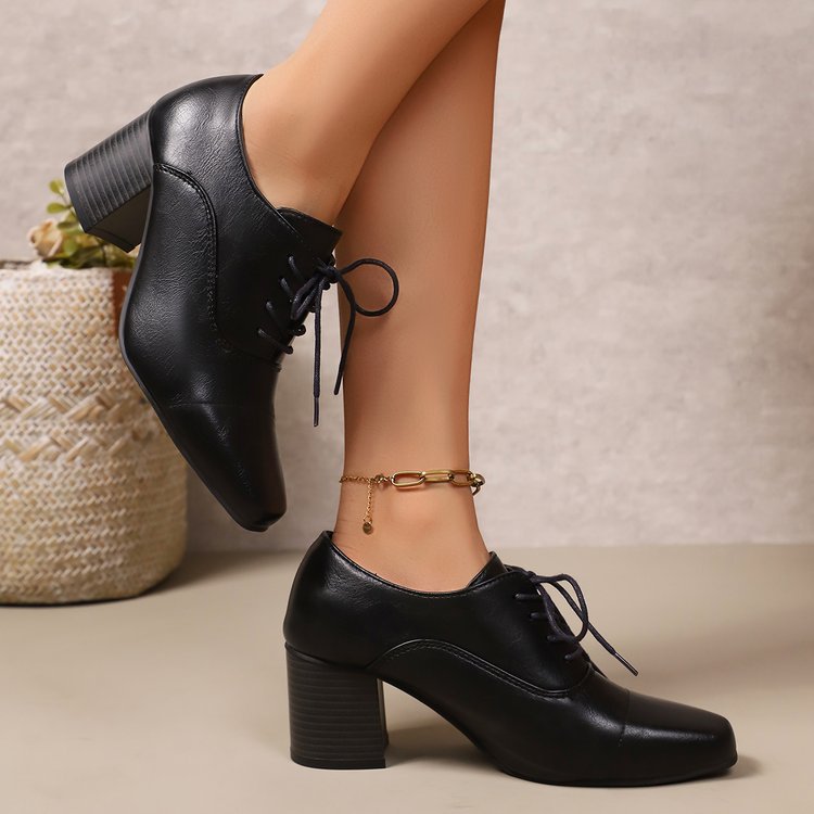 Damen Elegante Schnürpumps mit quadratischer Spitze und mittelhohem Blockabsatz Shop Nory