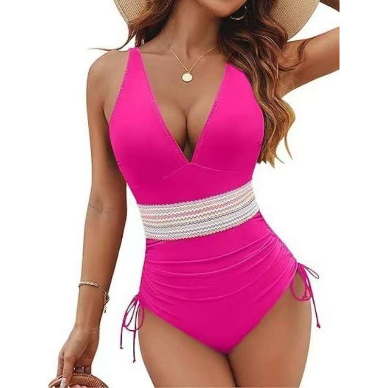 Damen Bikiniset mit hohem Bund und verstellbaren Rüschen