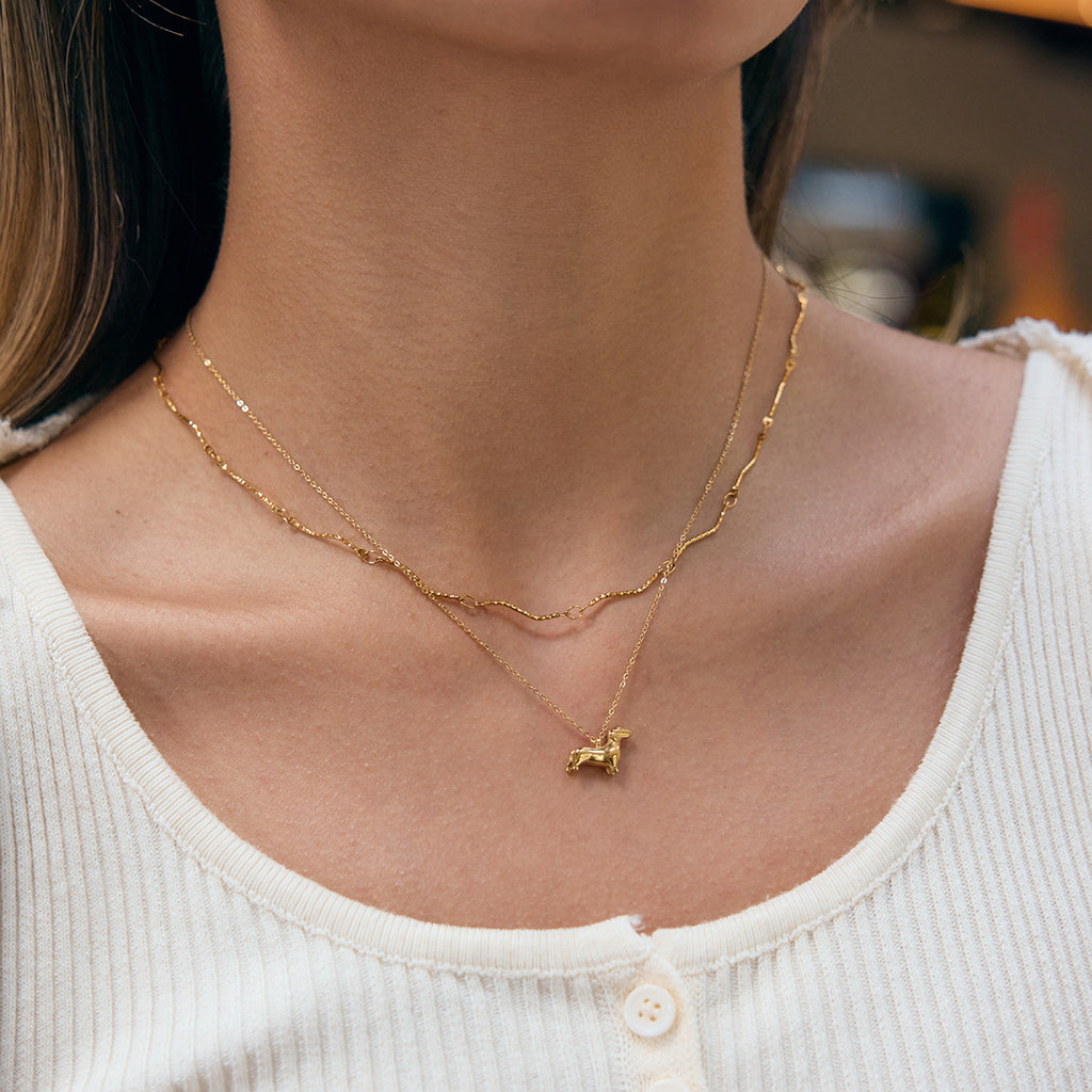 Damen Halskette mit liebevollem Dackel-Anhänger aus hypoallergenem Edelstahl Shop Nory