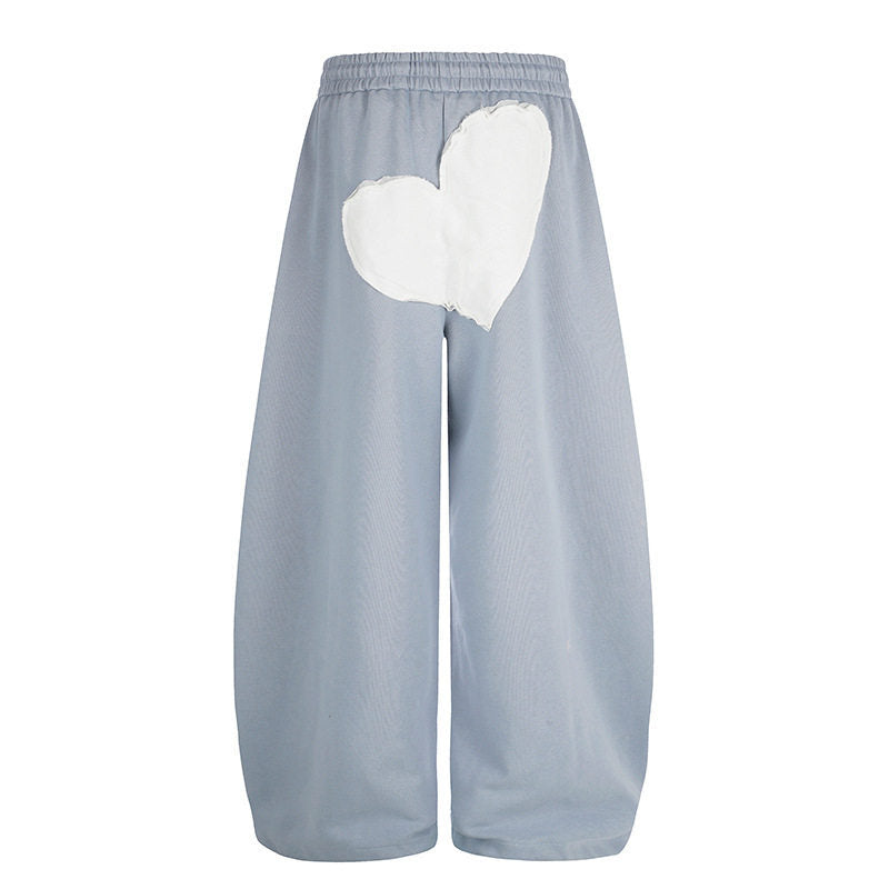 Damen weite Culotte-Sweathose mit elastischem Bund und Herz-Applikation Shop Nory