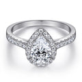 Damen eleganter Ring mit tropfenförmigem Hauptstein und funkelndem Zirkonia-Besatz Shop Nory