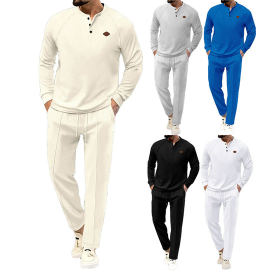 Herren hochwertiger Freizeitanzug mit Knopfleiste und eleganten Taschen