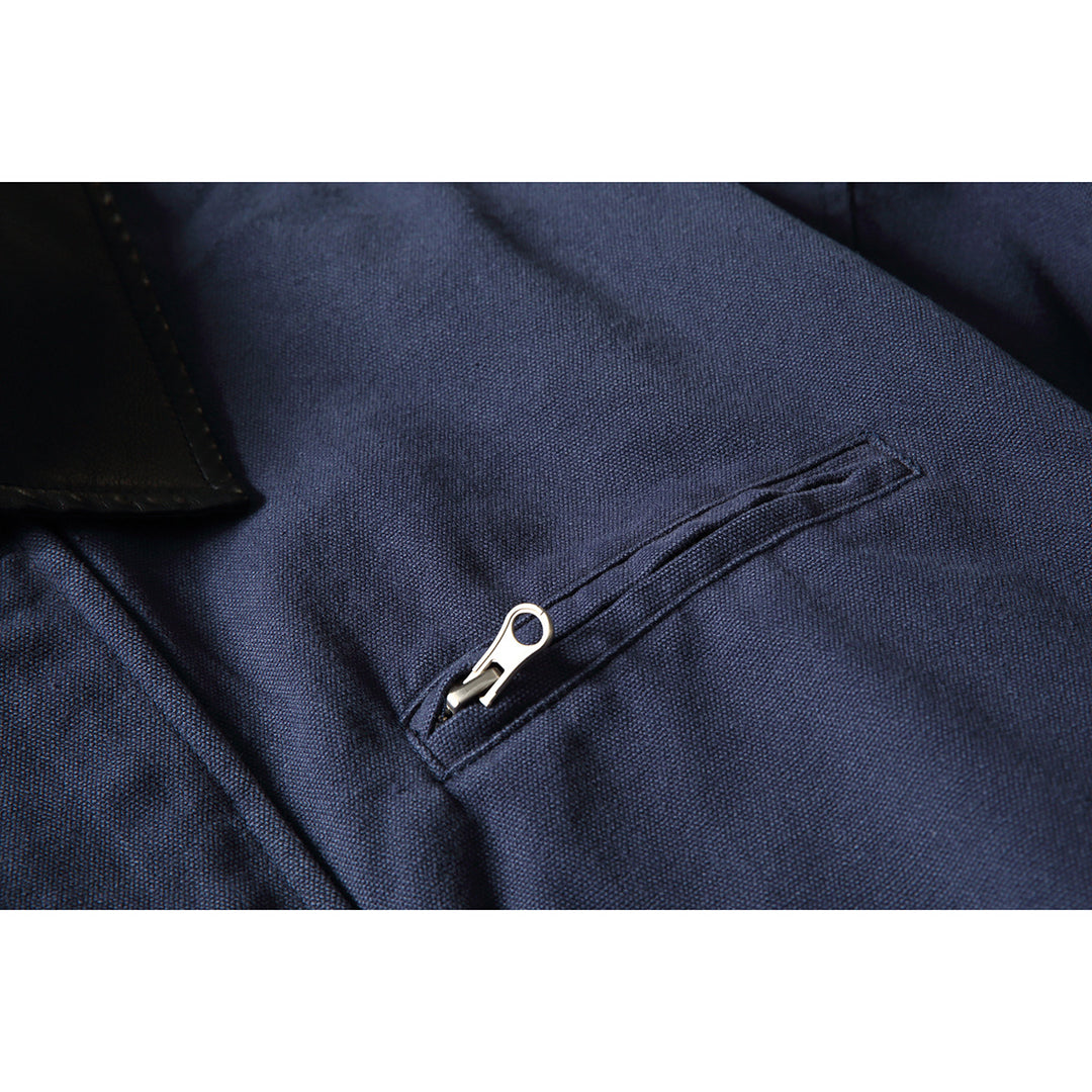 Herren Boxy-Canvas-Blouson mit kontrastierendem Kunstlederkragen und elastischem Saum Shop Nory