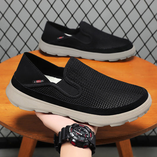 Herren nan atmungsaktiver Mesh-Slip-On mit Velourslederbesatz, elastischem Einstieg und griffiger Outdoor-Profilsohle Shop Nory