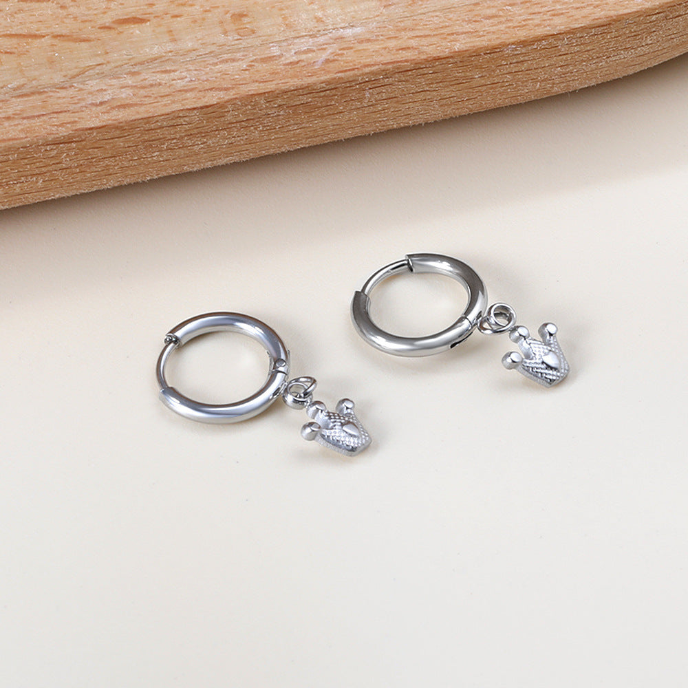 Damen Hängende Ohrringe mit Krone-Anhänger aus goldplattiertem Edelstahl Shop Nory