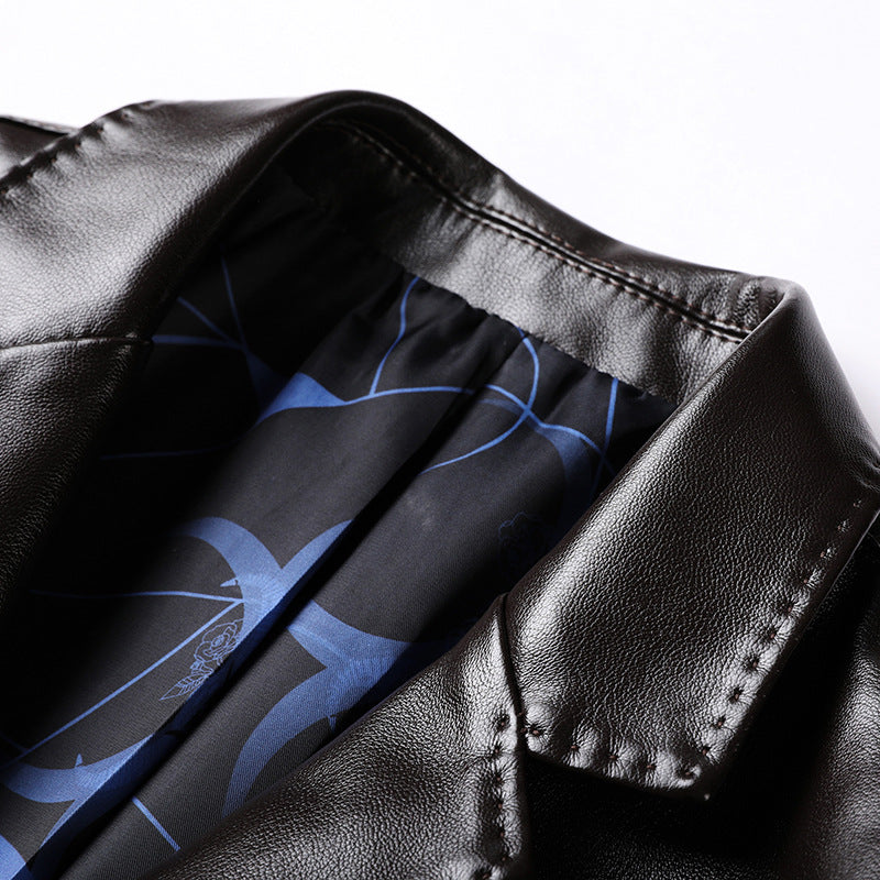 Herren Elegantes Kunstleder-Sakko im Tailored-Fit mit Reverskragen und Pattentaschen Shop Nory