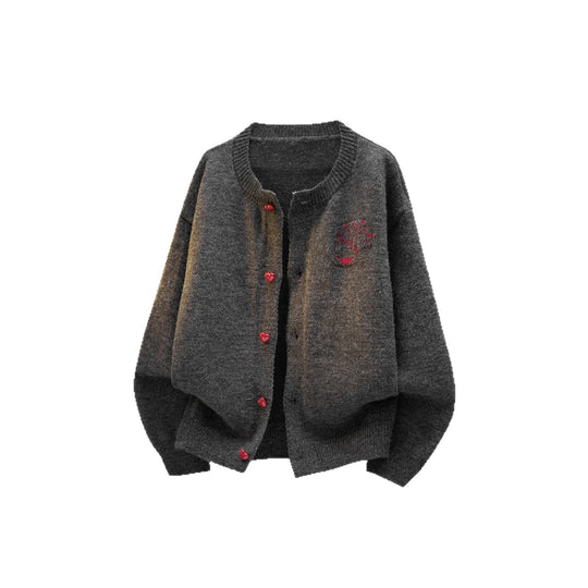 Damen Kuscheliger Grobstrick Cardigan mit Herz-Knöpfen Shop Nory