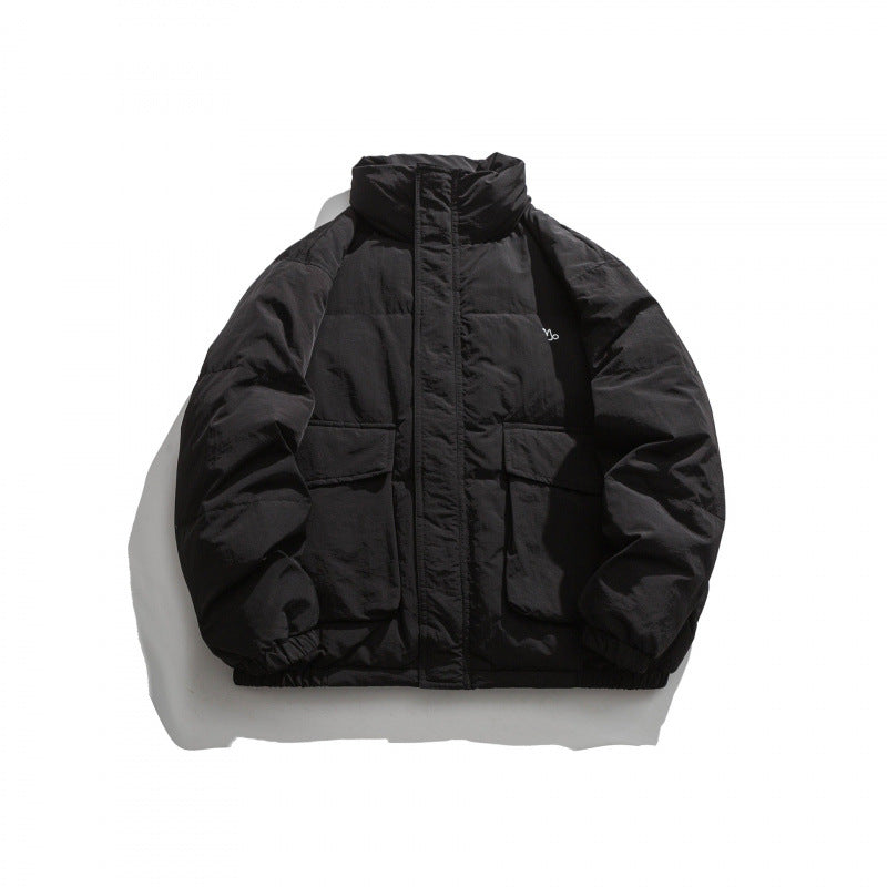 Unisex Oversize wattierte Steppjacke mit hohem Stehkragen, großen Pattentaschen und Crinkle-Effekt Shop Nory