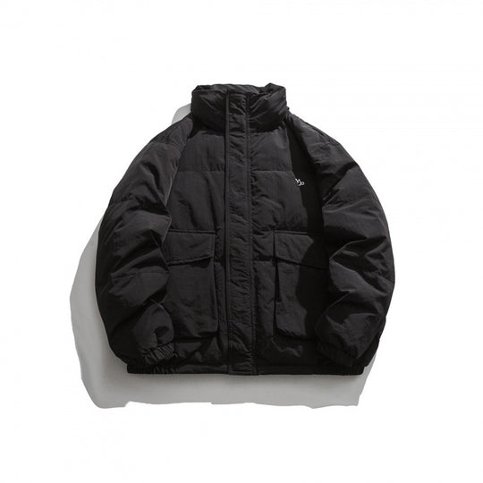 Unisex Oversize wattierte Steppjacke mit hohem Stehkragen, großen Pattentaschen und Crinkle-Effekt Shop Nory