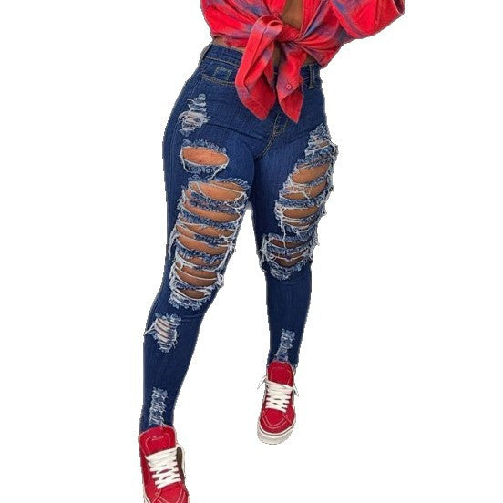Damen Hochtaillierte Superstretch Skinny-Jeans mit extremem Destroy-Detail Shop Nory