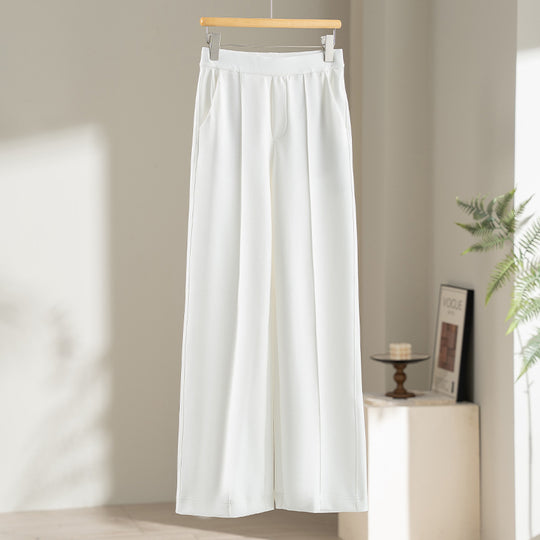 Damen Weite Palazzo-Hose aus Ponte-Jersey mit elastischem Komfortbund und Bügelfalte Shop Nory