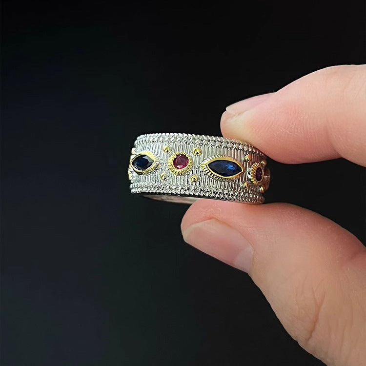 Damen Schmuckring mit kunstvollem Muster und edlen Steinen Shop Nory