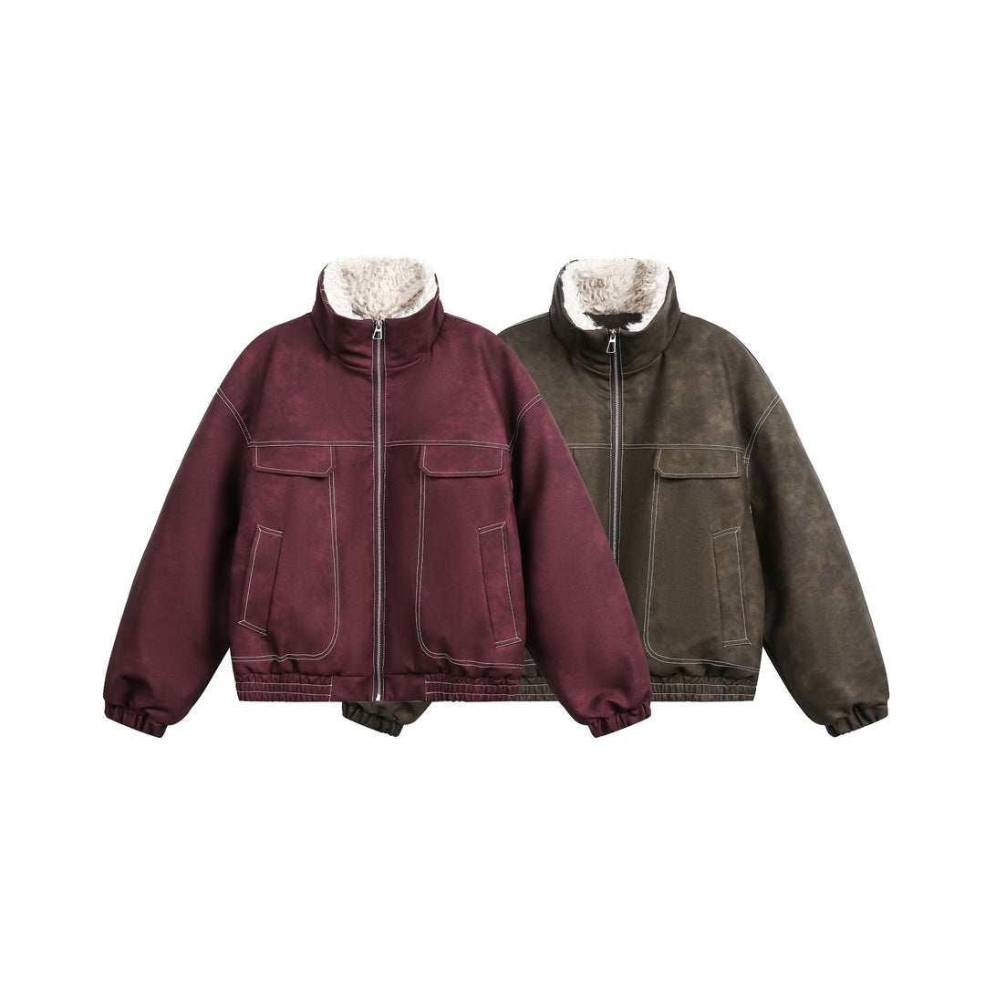 Herren Boxy Veloursleder‑Optik Blouson mit Teddyfutter und hohem Kragen Shop Nory