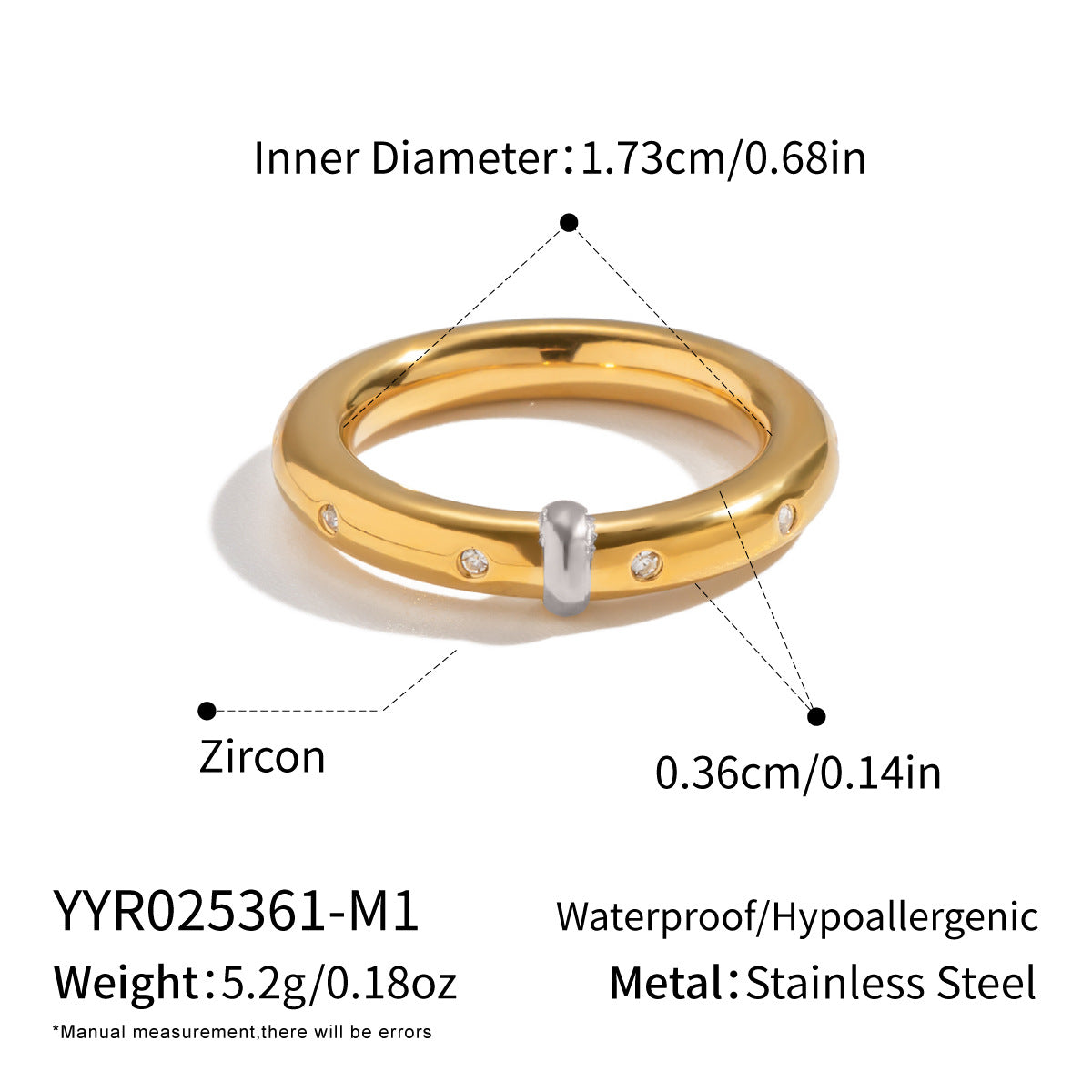 Damen Edelstahlring mit Zirkonia-Shop Nory