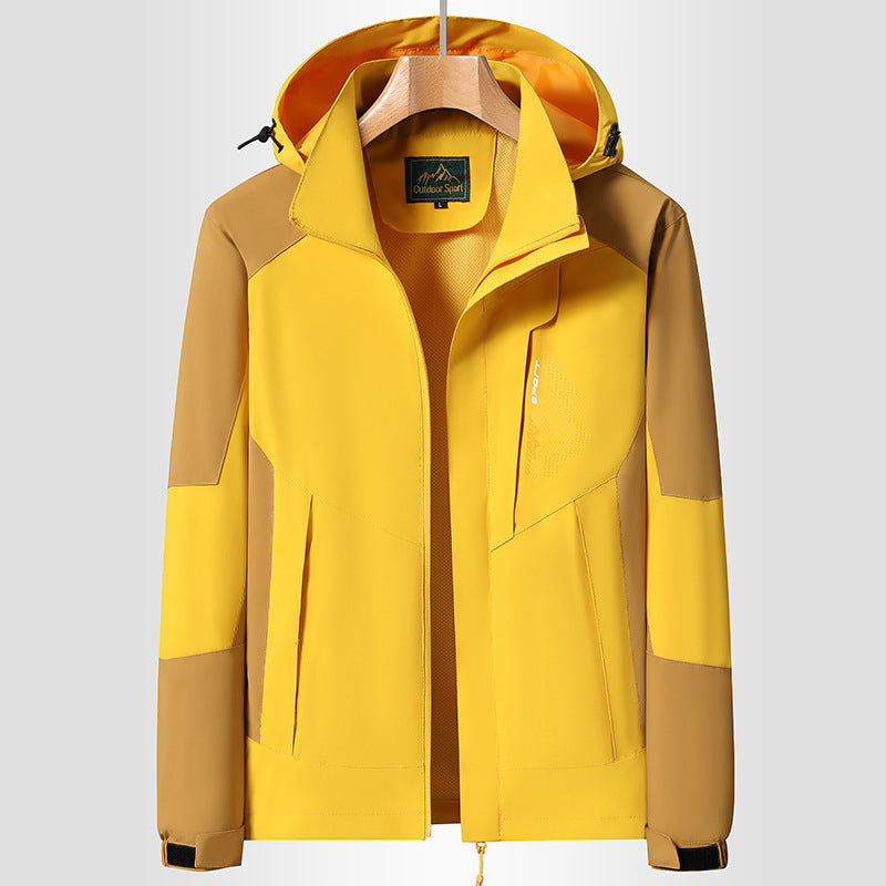 Damen Softshell‑Trekkingjacke mit atmungsaktiver Membran, verstellbarer Kapuze und Colorblock-Design Shop Nory